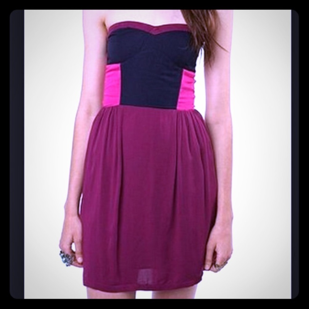 Urban Outfitters Colorblock Strapless Dress - Picture 1 of 4